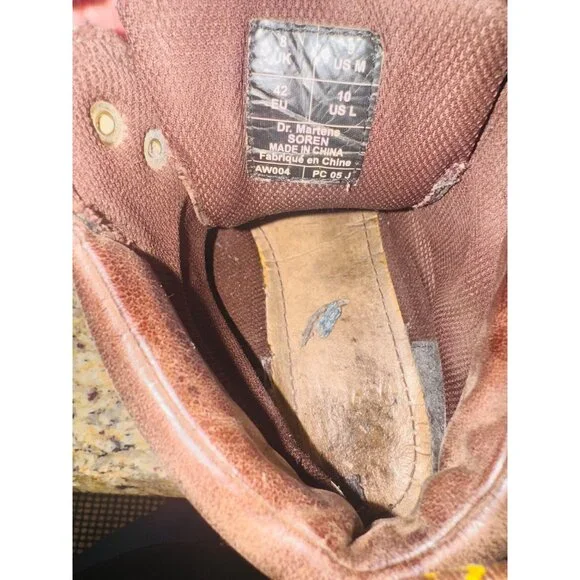 VTG Dr. Martens Soren Air Wair Brown Leather Distressed Work Boots 9M 10W Grunge - Picture 5 of 10